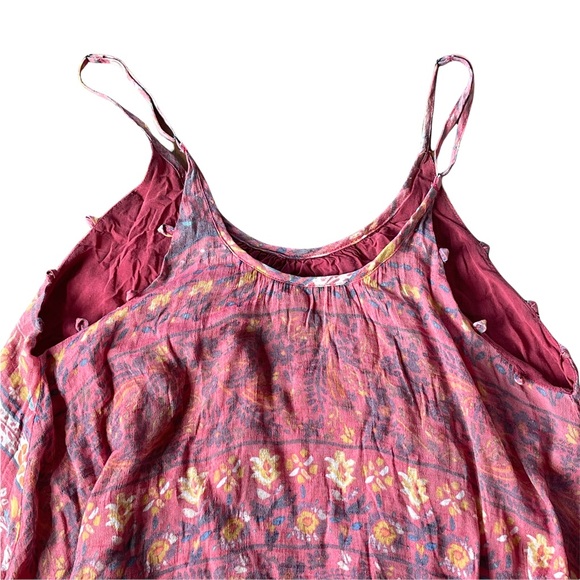 KIMCHI BLUE washed out look red & yellow floral/tribal strappy mini dress - Picture 15 of 15